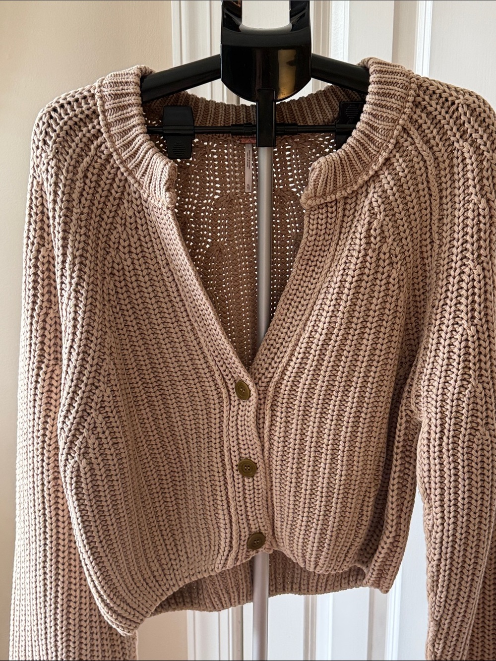 NWOT Free People Sweet Nothing Cotton Cardigan Sweater BEIGE Sz XL